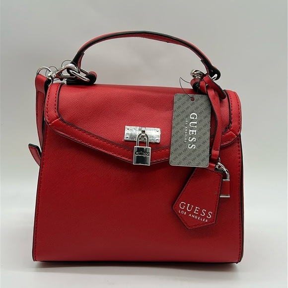 2173- GUESS Crossbody Vegan Bag Red Color NWT - Picture 1 of 11